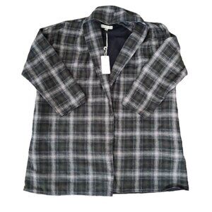 Grade & Gather Women's Plaid Cotton Jacket Oversized Open Front Boho Fashion S/M